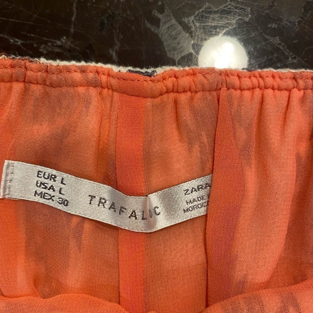 Zara Trafaluc Viscose Tribal Pattern Track short with hot pink underlay L - Picture 3 of 6